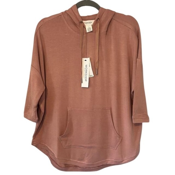 Workshop Republic Clothing Tops - Workshop Republic Clothing‎ Thistle Mauve 3/4 Sleeve Hoodie Sweatshirt Small NWT